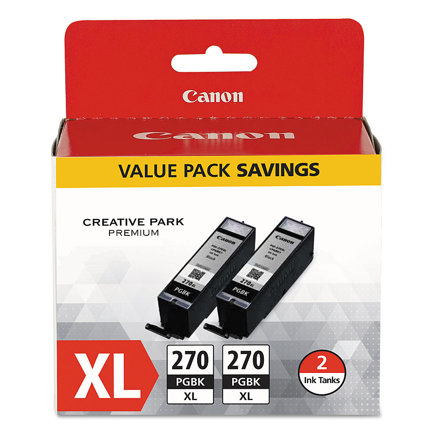 Canon PGI-270XL Pigment Black Ink Tank Twin Pack (0319C005)