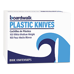 Boardwalk Mediumweight Polystyrene Cutlery, Knife, White, 100/Box (BWKKNIFEMWPSBX)