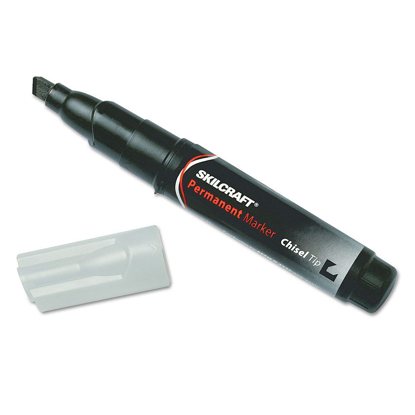 AbilityOne 7520009731059 SKILCRAFT Chisel Tip Large Permanent Marker, Broad Chisel Tip, Black, Dozen
