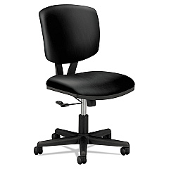 HON Volt Series Leather Task Chair, Supports Up to 250 lb, 18" to 22.25" Seat Height, Black (5701SB11T)