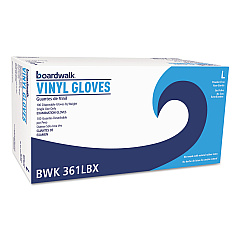 Boardwalk Exam Vinyl Gloves, Clear, Large, 3 3/5 mil, 100/Box, 10 Boxes/Carton (BWK361LCT)