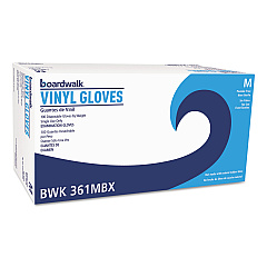 Boardwalk Exam Vinyl Gloves, Clear, Medium, 3 3/5 mil, 100/Box, 10 Boxes/Carton (BWK361MCT)