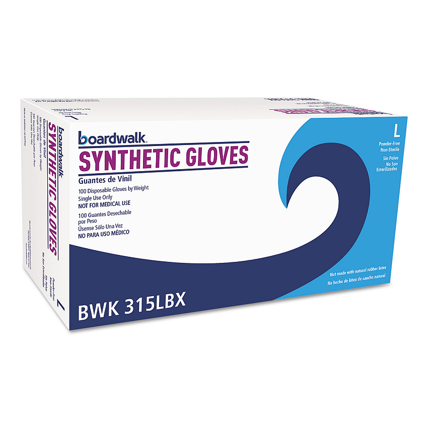 Boardwalk Powder-Free Synthetic Vinyl Gloves, Large, Cream, 4 mil, 1000/Carton (BWK315LCT)