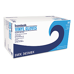 Boardwalk General Purpose Vinyl Gloves, Powder/Latex-Free, 2 3/5 mil, Medium, Clear, 100/Box, 10 Boxes/Carton (BWK365MCT)