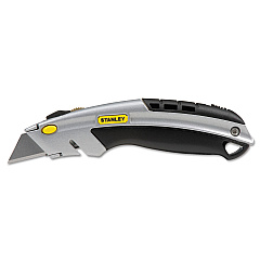 Stanley Curved Quick-Change Utility Knife, Stainless Steel Retractable Blade, 3 Blades (10788)