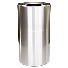 Rubbermaid Commercial 2-Piece Open Top Indoor Receptacle, Round, with Liner, 35 gal, Satin Aluminum (AOT35SANL)