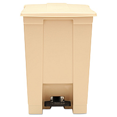 Rubbermaid Commercial Indoor Utility Step-On Waste Container, Square, Plastic, 12 gal, Beige (6144BEI)