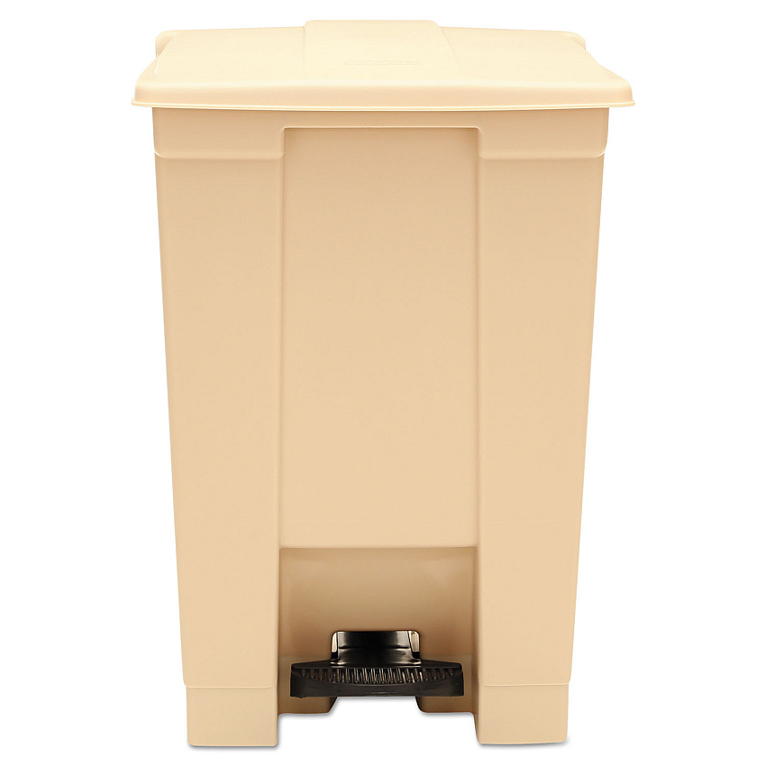 Rubbermaid Commercial Indoor Utility Step-On Waste Container, Square, Plastic, 12 gal, Beige (6144BEI)