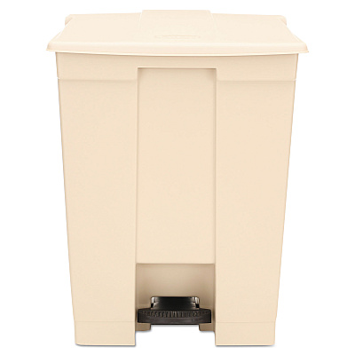 Rubbermaid Commercial Step-On Receptacle, Rectangular, Polyethylene, 18 gal, Beige (614500BG)