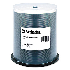 Verbatim CD-R DataLifePlus Printable Recordable Disc, 700 MB/80 min, 52x, Spindle, White, 100/Pack (95253)