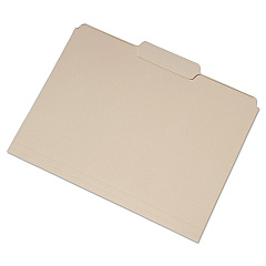 AbilityOne 7530016458096 SKILCRAFT Single Tab File Folders, 1/3-Cut Tabs: Center Position, Letter Size, 1" Expansion, Manila, 100/Box