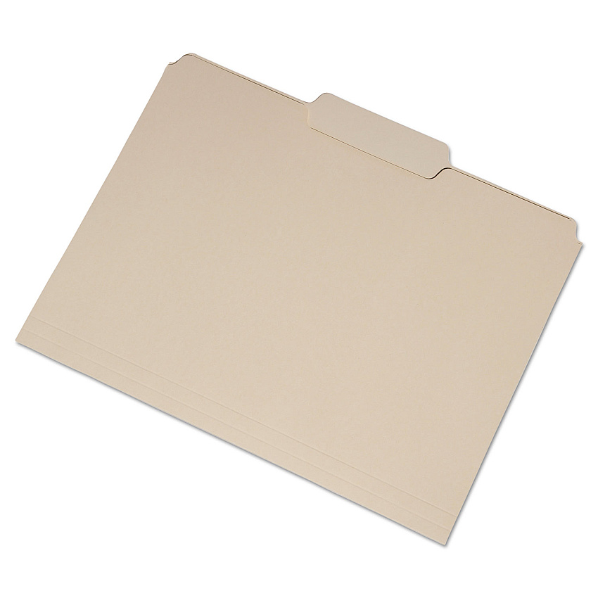 AbilityOne 7530016458096 SKILCRAFT Single Tab File Folders, 1/3-Cut Tabs: Center Position, Letter Size, 1" Expansion, Manila, 100/Box