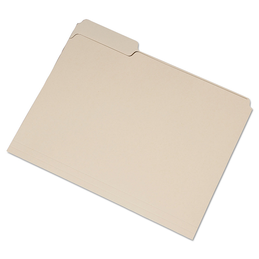 AbilityOne 7530016458093 SKILCRAFT Single Tab File Folders, 1/3-Cut Tabs: Left Position, Letter Size, 0.75" Expansion, Manila, 100/Box