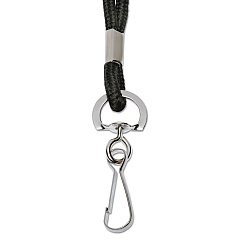 AbilityOne 8455016452730 SKILCRAFT Polyester Cord Lanyard, Metal J-Hook Fastener, 36" Long, Black, Dozen