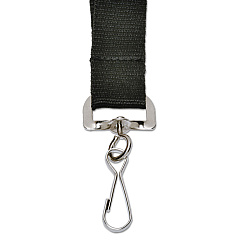 AbilityOne 8455016452729 SKILCRAFT Nylon Strap Lanyard, Metal J-Hook Fastener, 36" Long, Black, Dozen