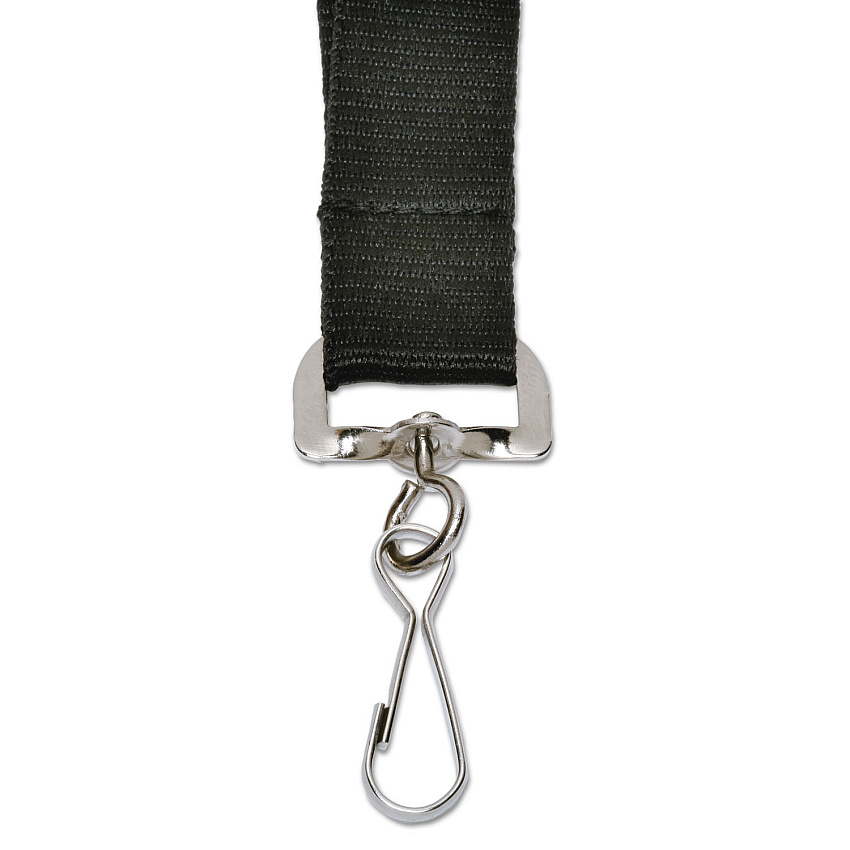 AbilityOne 8455016452729 SKILCRAFT Nylon Strap Lanyard, Metal J-Hook Fastener, 36" Long, Black, Dozen
