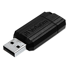 Verbatim PinStripe USB Flash Drive, 128 GB, Black (49071)