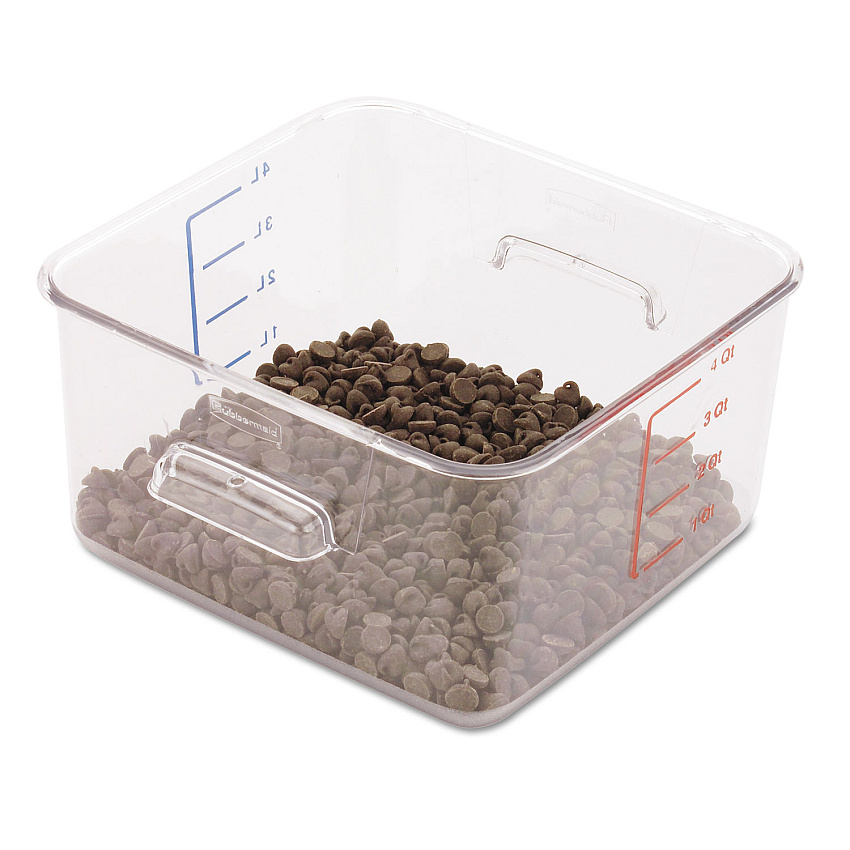 Rubbermaid Commercial SpaceSaver Square Containers, 4 qt, 8.8 x 8.75 x 4.75, Clear (6304CLE)