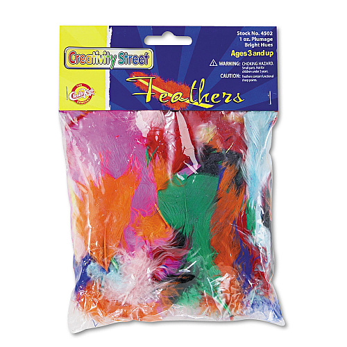 Creativity Street Chenille Kraft Bright Hues Feather Assortment, Natural Turkey Plumage, 1 oz, Approximately 325/Pack (4502)
