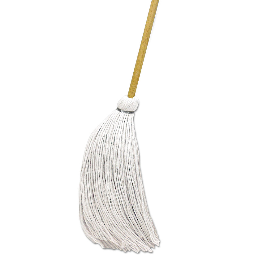 Boardwalk Handle/Deck Mops, 16 oz White Rayon Head, 57" Natural Wood Handle, 12/Carton (BWKRD60016S)