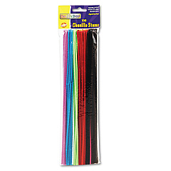 Creativity Street Regular Stems, 12" x 4 mm, Metal Wire, Polyester, Assorted, 100/Pack (711201)