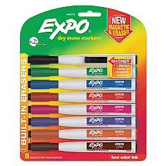 EXPO Magnetic Dry Erase Marker, Fine Bullet Tip, Assorted Colors, 8/Pack (1944748)