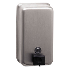 Bobrick ClassicSeries Surface-Mounted Soap Dispenser, 40 oz, 4.75 x 3.5 x 8.13, Stainless Steel (2111)
