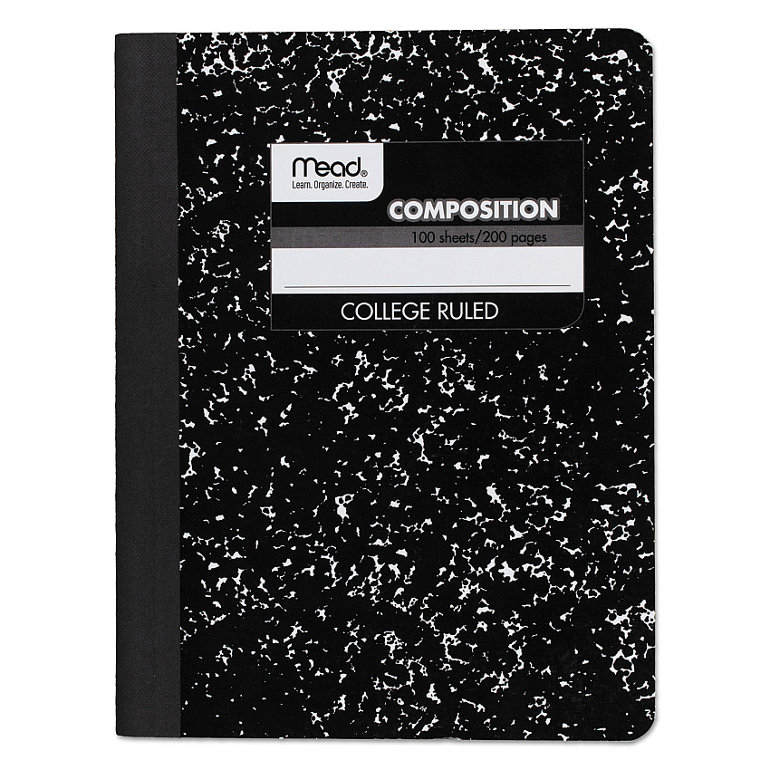 Mead Square Deal Composition Book, Medium/College Rule, Black Cover, 9.75 x 7.5, 100 Sheets (09932)