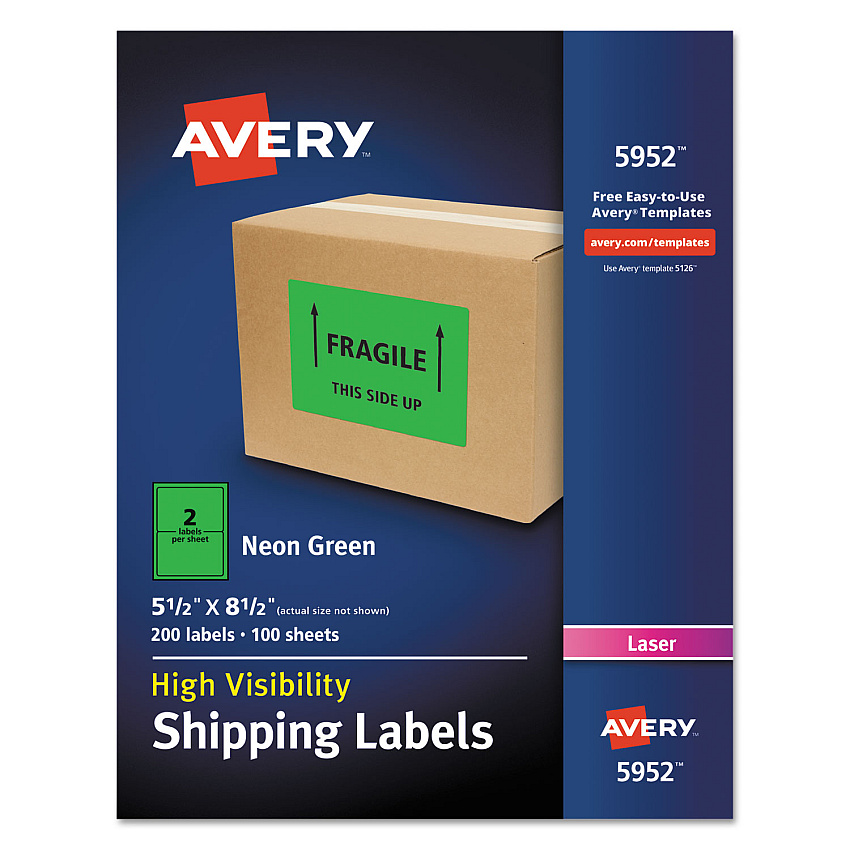 Avery 5952 Neon Shipping Labels