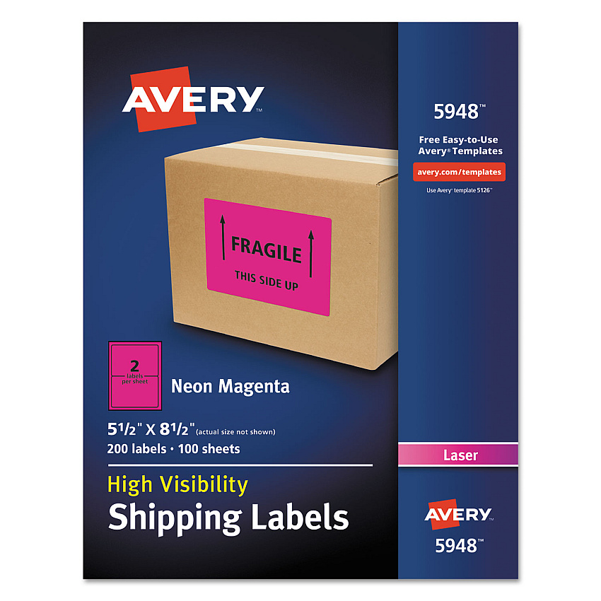 Avery 5948 Neon Shipping Labels