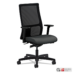 HON Ignition Series Mesh Mid-Back Work Chair, Supports Up to 300 lb, 17.5" to 22" Seat Height, Iron Ore Seat, Black Back/Base (IW103CU19)