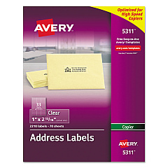 Avery 5311 Matte Clear Easy Peel Copier Address Labels