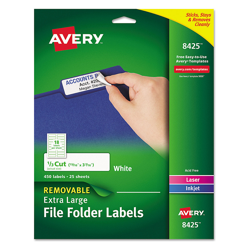 Avery 8425 Removable File Folder Labels