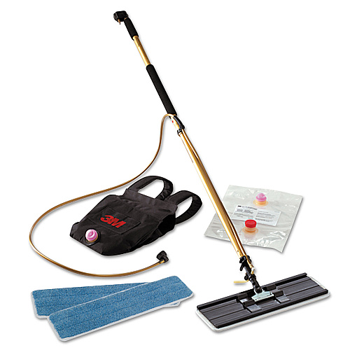 3M Easy Shine Applicator Kit, 18" Wide White Microfiber Head, 43" to 63" Gold/Black Aluminum Handle (55433)