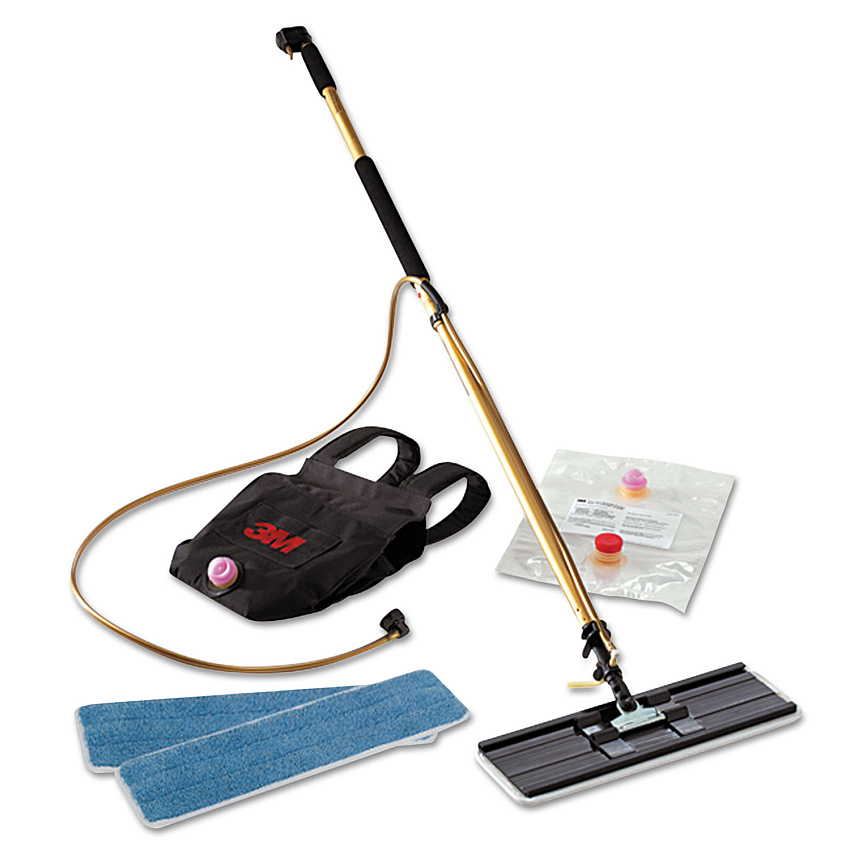 3M Easy Shine Applicator Kit, 18" Wide White Microfiber Head, 43" to 63" Gold/Black Aluminum Handle (55433)