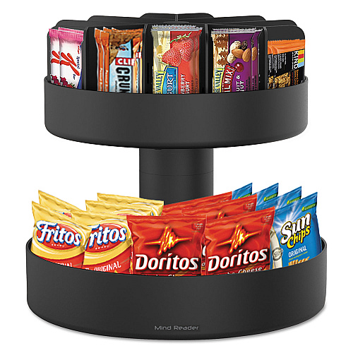 Mind Reader Supreme Lazy Suzan Condiment/Snack Organizer, 2 Compartments, 22.05 x 2.05 x 16.14, Black (SNACKCARBLK)