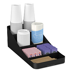 Mind Reader Trove Seven-Compartment Coffee Condiment Organizer, Black, 7 3/4 x 16 x 5 1/4 (COMP7BLK)