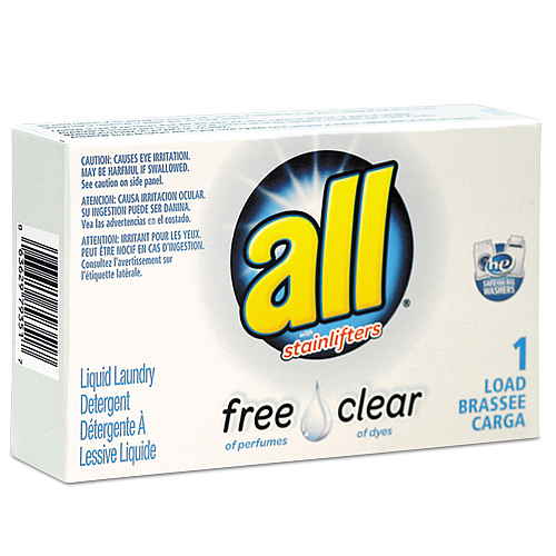 All Free Clear HE Liquid Laundry Detergent, Unscented, 1.6 oz Vend-Box, 100/Carton (2979351)