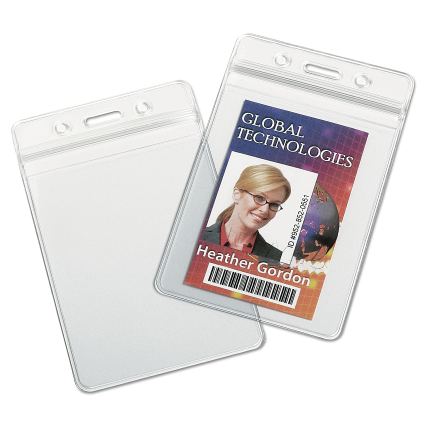 AbilityOne 8455016485710 SKILCRAFT Resealable Badge Holder, Clear, 25/Box