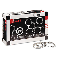 ACCO Metal Book Rings, 3/4" Diameter, 100 Rings/Box (72201)