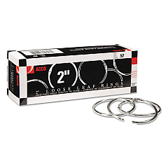 ACCO Metal Book Rings, 2" Diameter, 50 Rings/Box (72205)