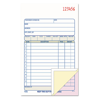 Adams Carbonless Sales Order Book, Three-Part Carbonless, 4.19 x 7.19, 50 Forms (TC4705)