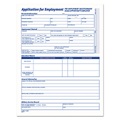 TOPS Comprehensive Employee Application Form, 8.5 x 11, 1/Page, 25 Forms (3288)