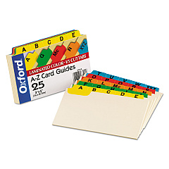 Oxford Manila Index Card Guides with Laminated Tabs, 1/5-Cut Top Tab, A to Z, 3 x 5, Manila, 25/Set (03514)