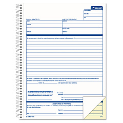 TOPS Spiralbound Proposal Form Book, Two-Part Carbonless, 8.5 x 11, 1/Page, 50 Forms (41850)