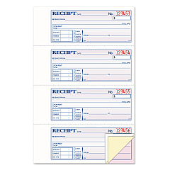 TOPS Money/Rent Receipt Books, Three-Part Carbonless, 2.75 x 7.13, 4/Page, 100 Forms (46808)
