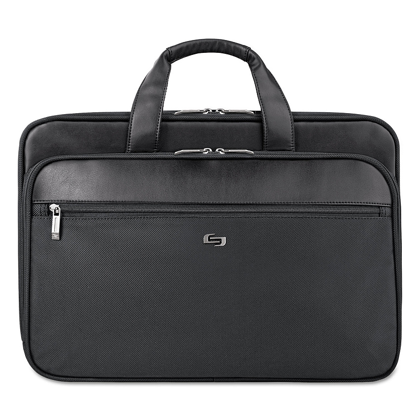 Solo Classic Smart Strap Briefcase, Fits Devices Up to 16", Ballistic Polyester, 17.5 x 5.5 x 12, Black (SGB3004)