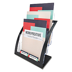 deflecto 3-Tier Literature Holder, Leaflet Size, 11.25w x 6.94d x 13.31h, Black (693704)