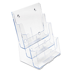 deflecto 3-Compartment DocuHolder, Magazine Size, 9.5w x 6.25d x 12.63, Clear (77301)