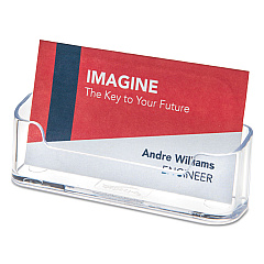 deflecto Horizontal Business Card Holder, Holds 50 Cards, 3.88 x 1.38 x 1.81, Plastic, Clear (70101)